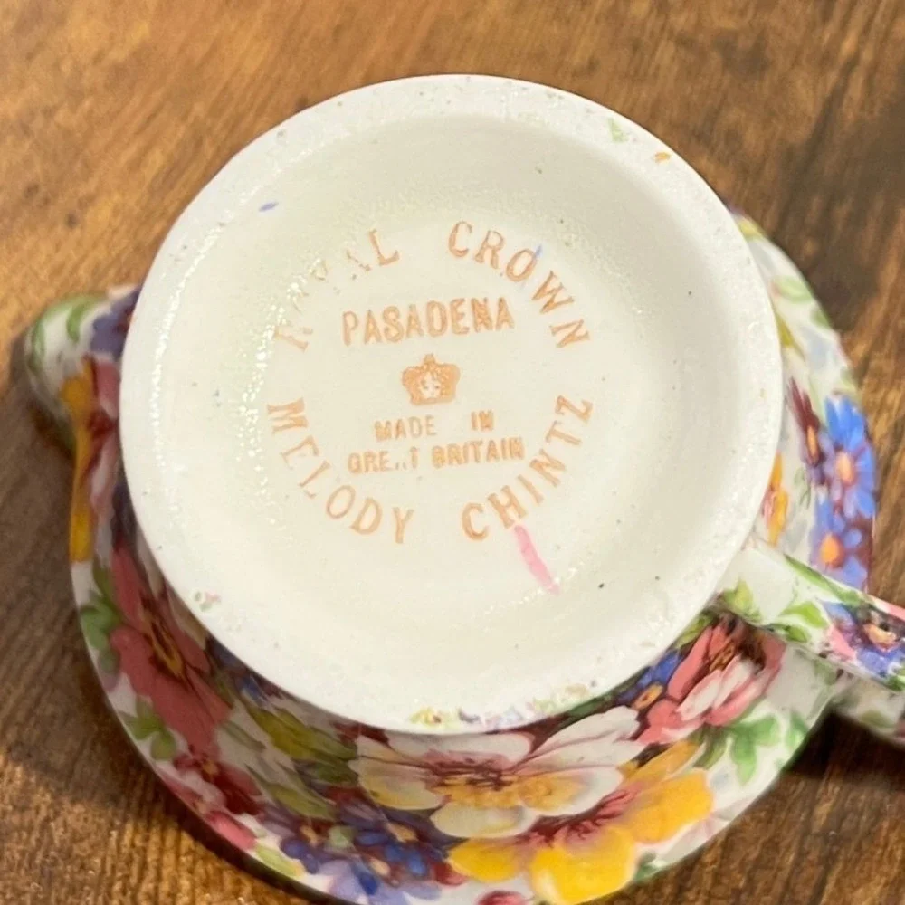 Royal Crown Pasadena Melody Chintz Creamer‎ Floral Tea Party Cottagecore Vintage